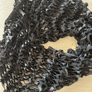 Statement Leather Black Knitted Scarf Neck Piece Cowl